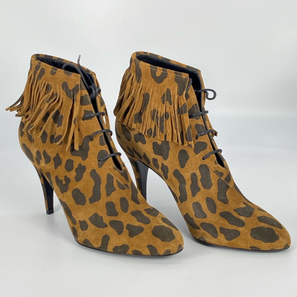 Saint Laurent Anita ankle boots in leopard pattern suede - Picture 3 of 9